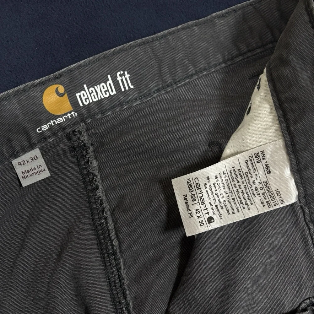 Carhartt Double Knee Pants Men 42x30 Gray Rugged Flex Canvas Work Utility 102802